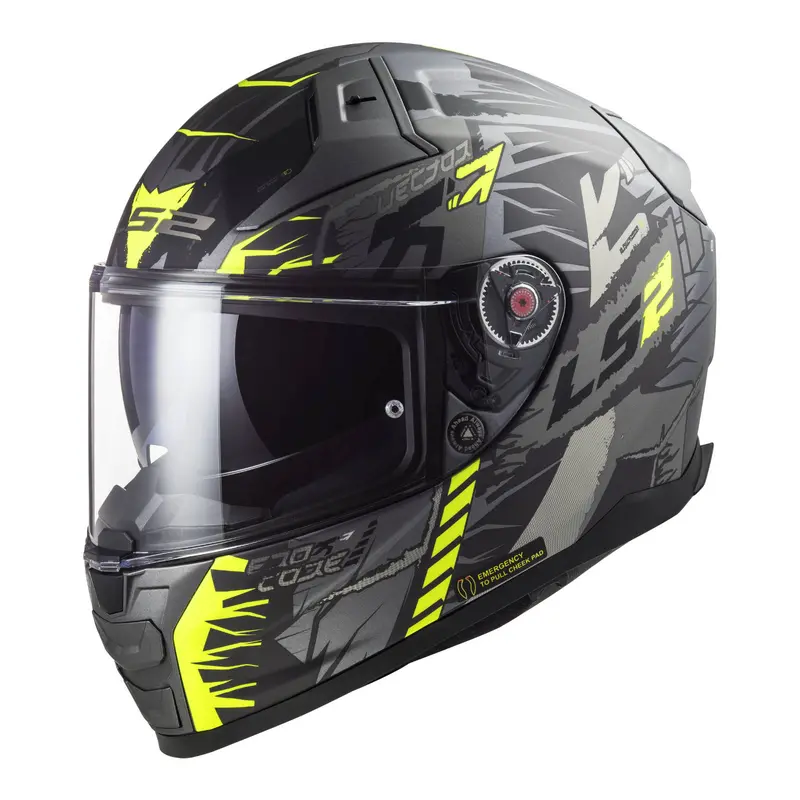 Ls2 Ff811 Vector Ii Techbot Helmet - Matte Titanium / Hi-Vis / Yellow (Xl) 1