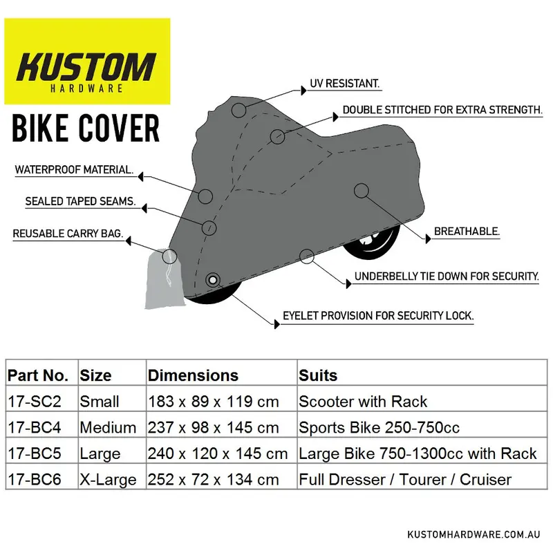 New Kustom Hardware Bike Cover - Sport Bike 250-750Cc 17-Bc4 1