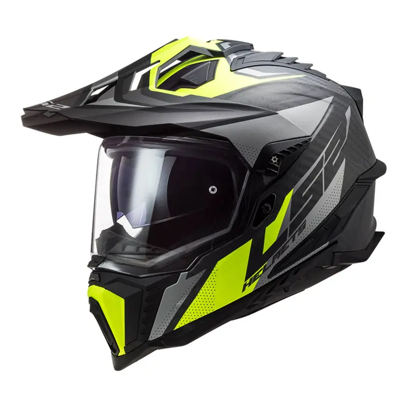 New Ls2 Explorer Carbon Focus Helmet - Matte Titanium / Hi-Vis Yellow (Xl) 1