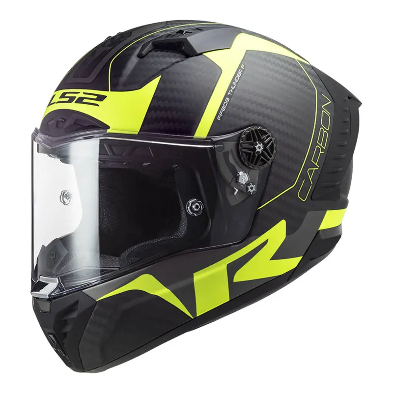 New Ls2 Ff805c Thunder Carbon Helmet - Hi-Vis / Yellow (2Xl) Ls2ff805blkhvy6k2xl 1