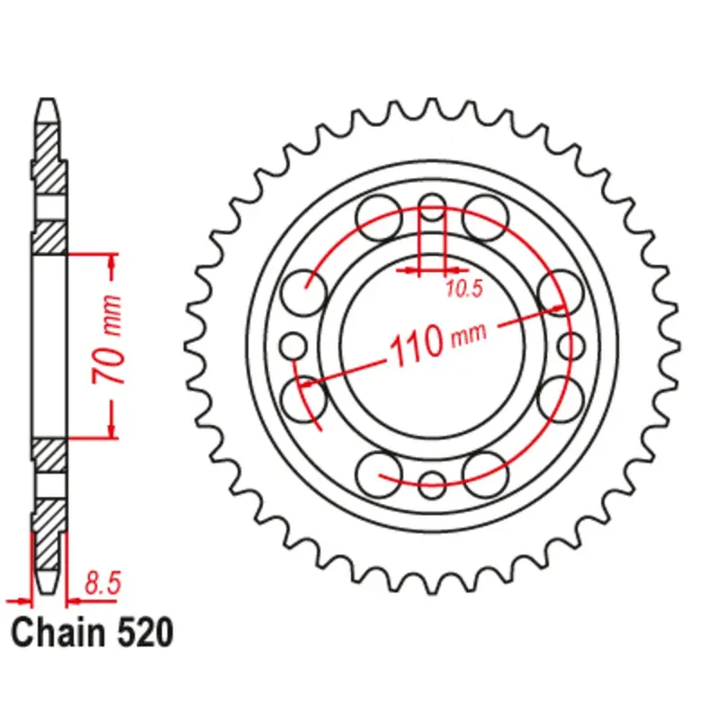 New Mtx 36T Sprocket Steel - Rear For Honda 11-443-36 1