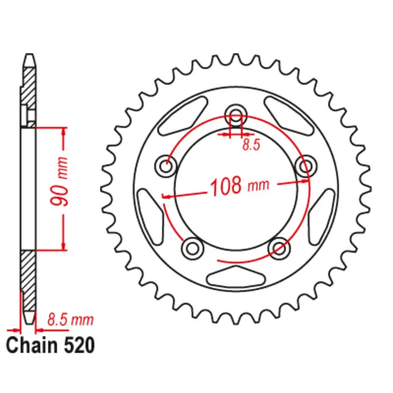 New Mtx 38T Sprocket Steel - Rear For Ducati 11-491-38 1