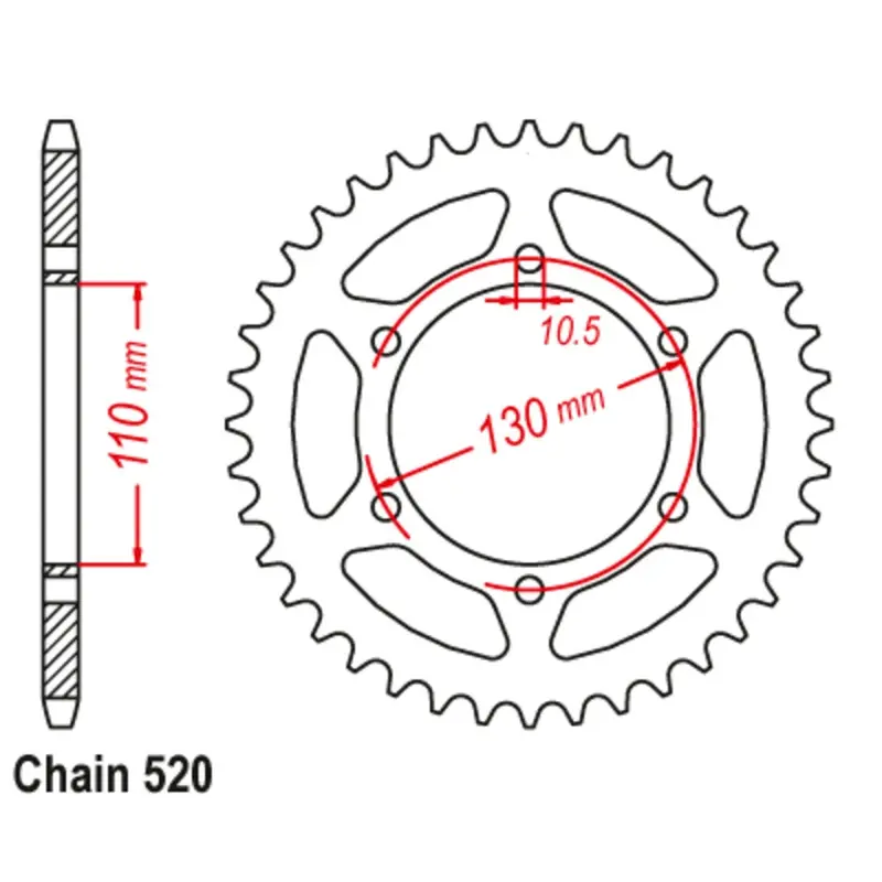 New Mtx 45T Sprocket Steel - Rear For Kawasaki 11-192-45 1
