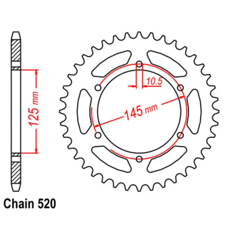 New Mtx 45T Sprocket Steel - Rear For Yamaha 11-1M1-45 1