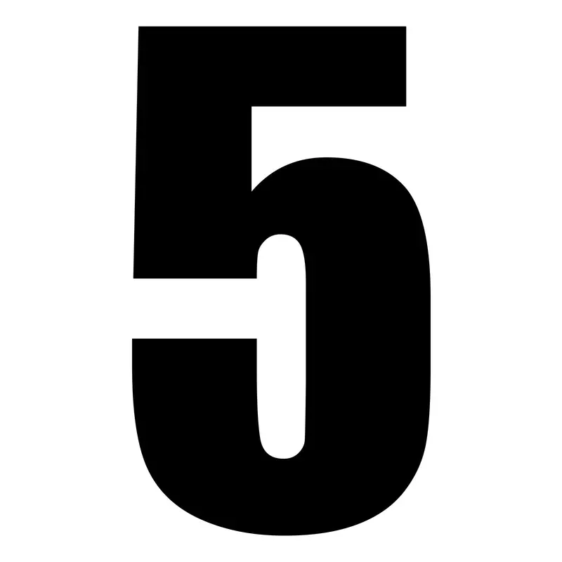 New Whites Race Number - Black Sticker #5 (10 Pack) #Nu6b5 1