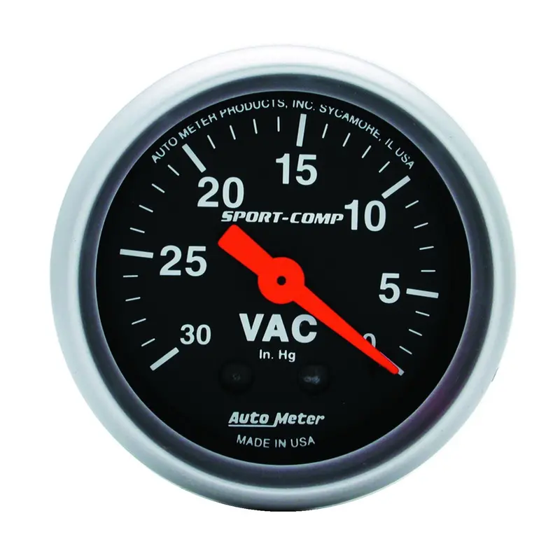 Autometer 3384 Gauge; Vacuum; 2 1/16In.; 30Inhg; Mechanical; Sport-Comp 1