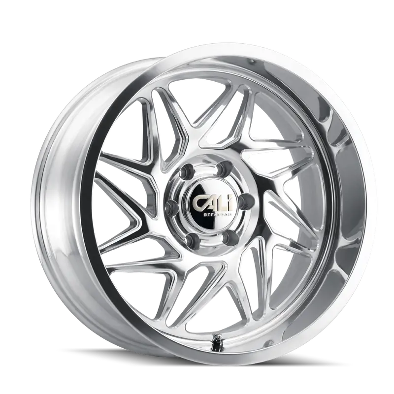 Cali Off-Road 9112-22281P Gemini Spoke Wheel – 22X12", Polished/Milled, 8X165.1 1