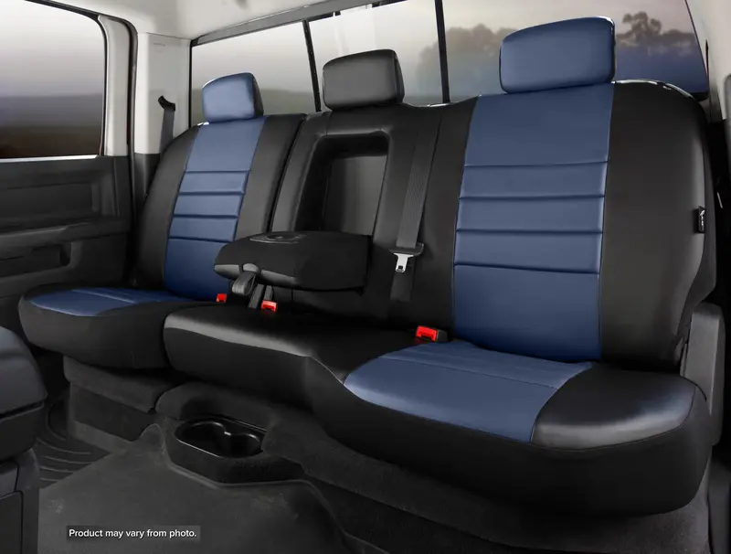 Fia Leatherlite Custom 60/40 Split Seat Covers – Blue & Black Leatherette 1