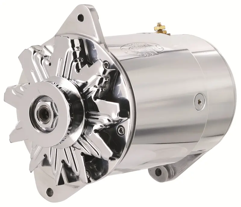 Powermaster Performance 282111 Powergen Alternator; Polished; Short Case; 90 Amp; 65 Idle; 12V; 1