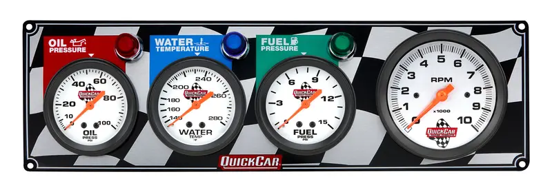 Quickcar 61-60423 Dash Gauge Panel – Oil Pressure, Water Temp, Fuel Level & Tachometer 1
