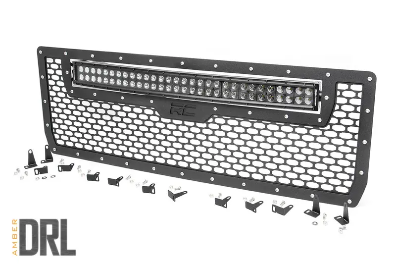 Rough Country 70190Bda 30-Inch Dual-Row Led Mesh Grille With Amber Drl – Fits 2014–2015 Sierra 1500 1