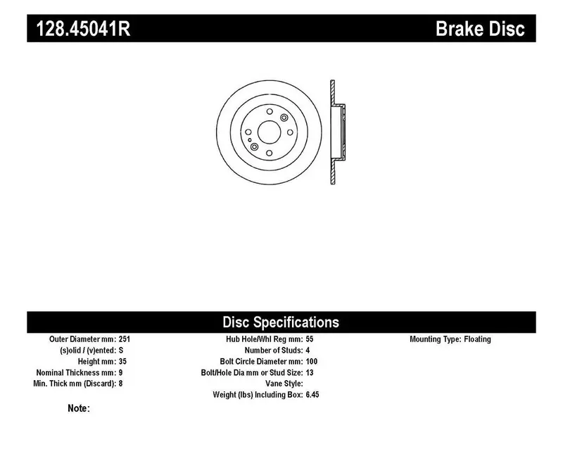 Stoptech 128.45041R Rear Right Cross-Drilled Sport Brake Rotor 1