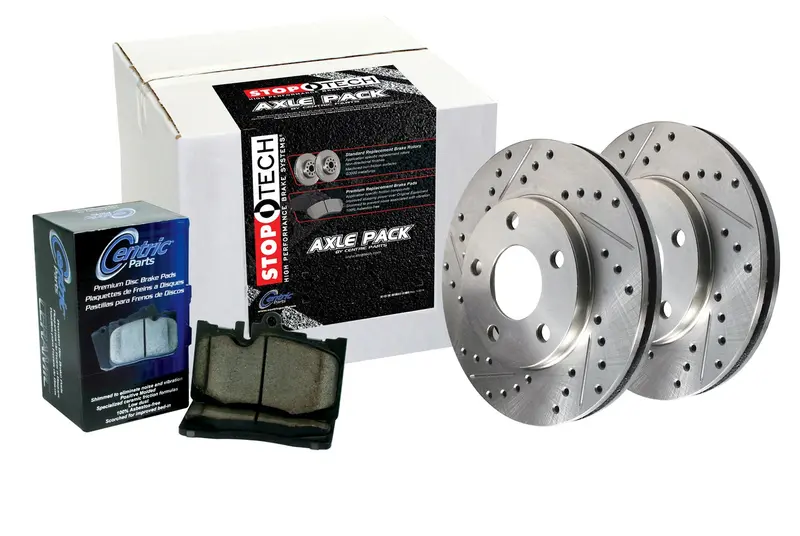 Stoptech 977.47016F Sport Axle Pack: Slotted Front Rotors With Stainless Steel Brake Lines 1