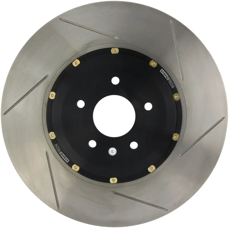 Stoptech Aerorotor – Front Right Drilled Two-Piece Rotor (129.42100.16), Black Hat Design 1