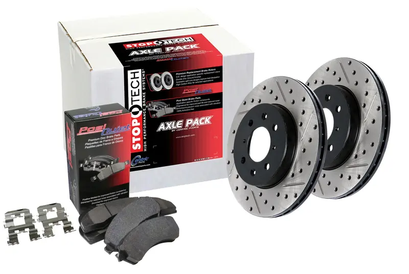 Stoptech Drilled & Slotted Front Brake Kit – Street Axle Pack (938.62072) 1