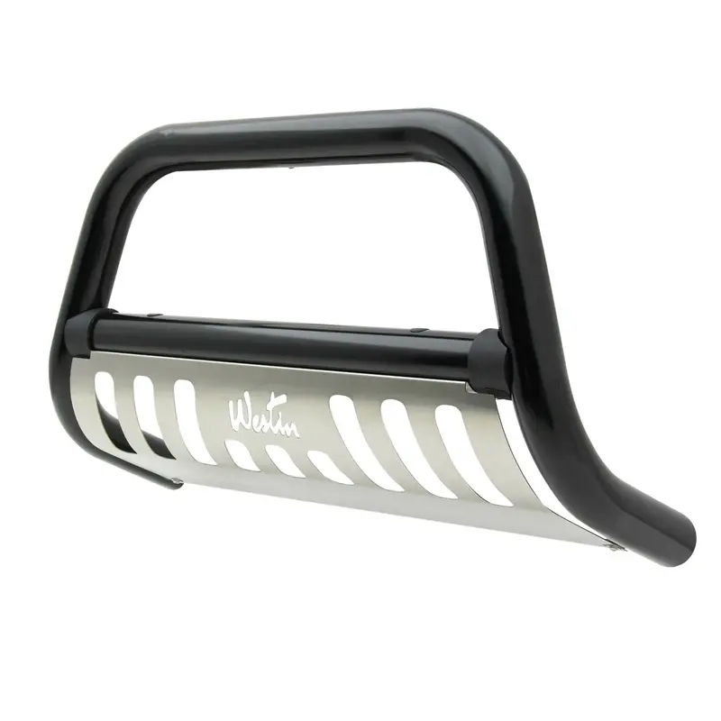 Westin 33-1995 Ultimate Bull Bar – 2.5" Black Steel With Stainless Skid Plate 1