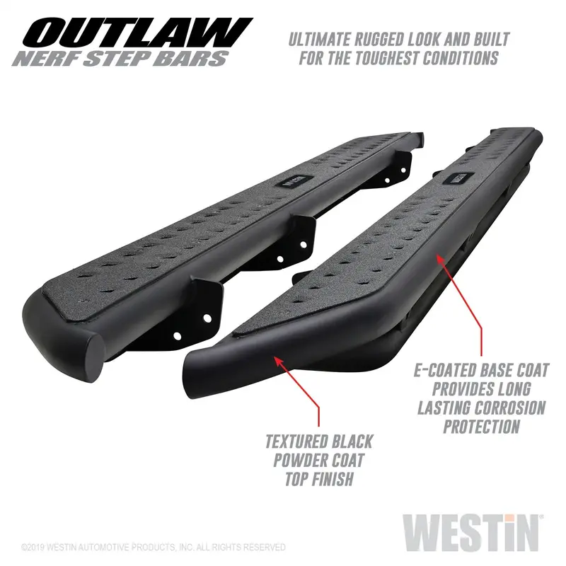 Westin Outlaw Nerf Step Bars – Textured Black, Heavy-Duty Steel Construction 1